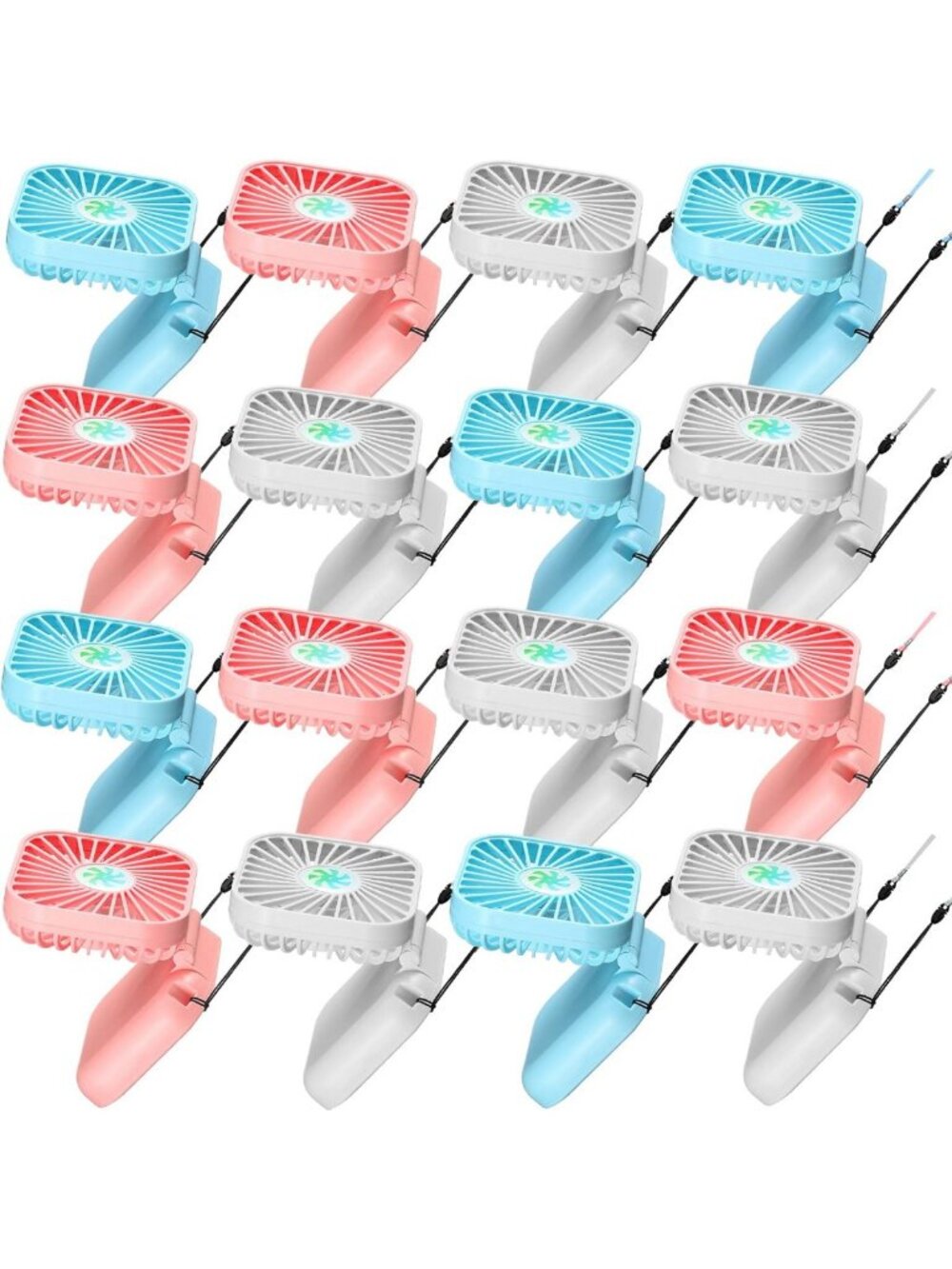 16 Pcs USB Rechargeable Necklace Fans - Portable 3-Speed Personal Coolers